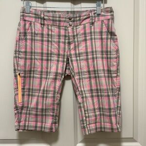 Columbia Pink and Gray Plaid Women's Bermudas